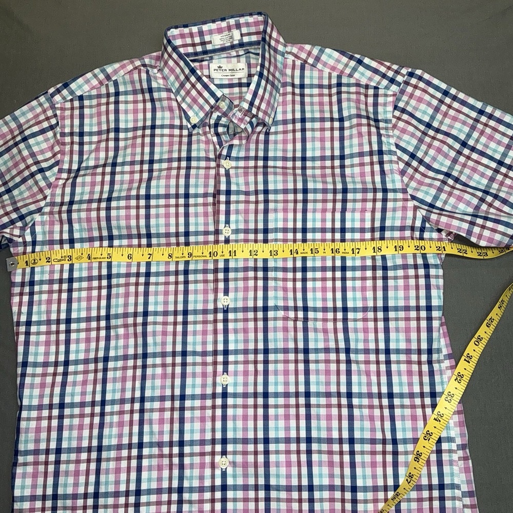Peter Millar Men's Button Down Shirt Size Medium Short Sleeve Crown Ease - Picture 4 of 4